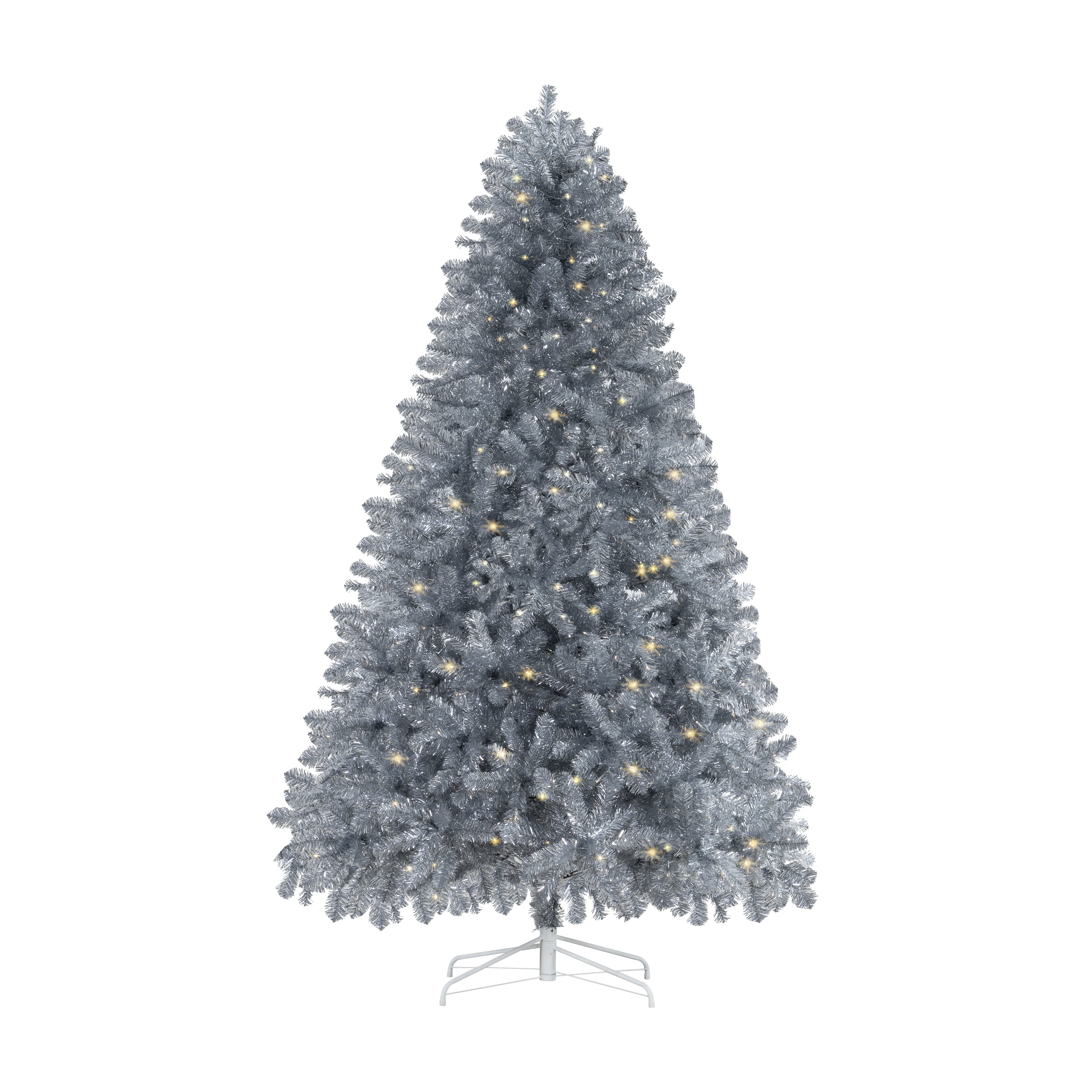 Homestock 7.5ft Silver Artificial Christmas Tree with 600 Warm