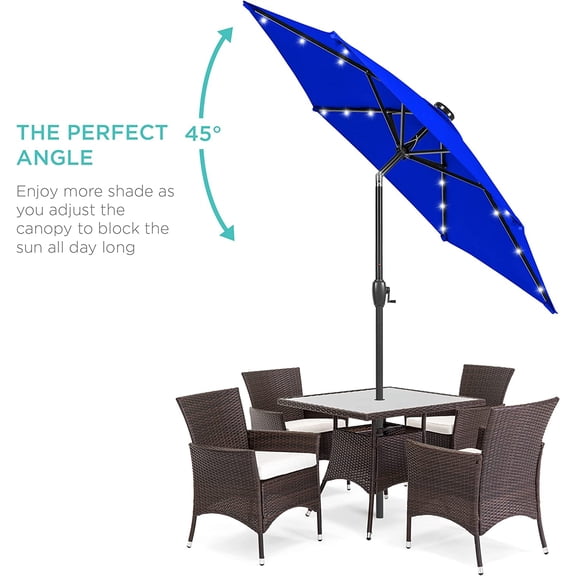 7.5ft Solar LED Umbrella with Crank Tilt for Garden Deck Pool - Resort Blue