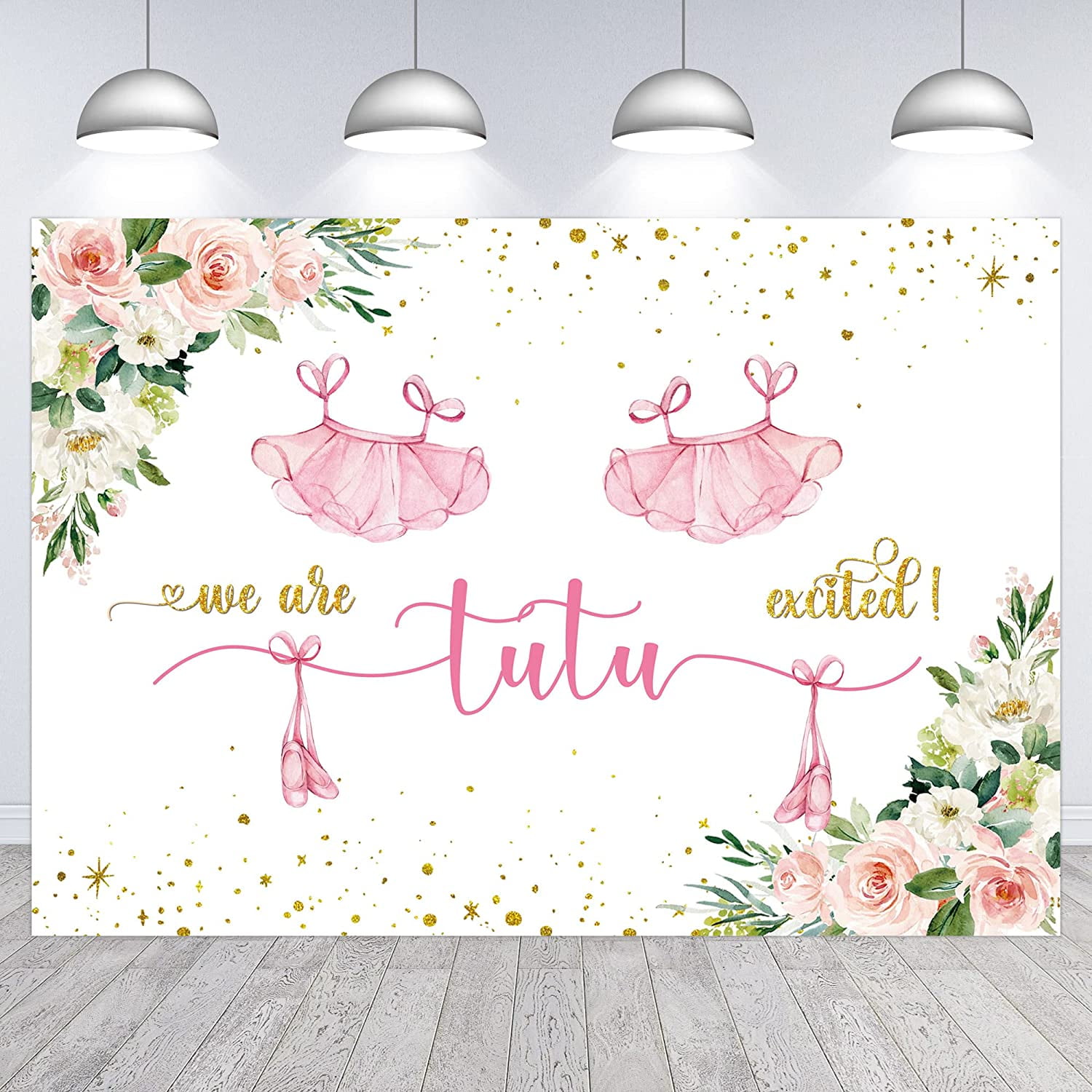 7×5ft Tutu Excited Backdrop for Girls Twins Baby Shower Two Girls