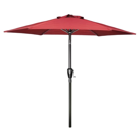 7.5ft Umbrella Outdoor with Push Button Tilt/Crank for Market Pool Red