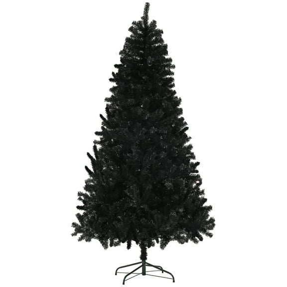 7.5ft Unlit Black Artificial Christmas Tree with 1346 Branch Tips, Auto Open, Steel Base