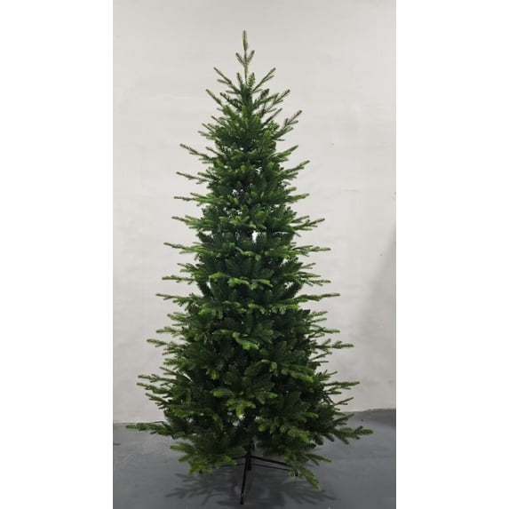 7.5ft Unlit Full Christmas Tree with 1019 Branch Tips, Hinged PE PVC Artificial Tree, Easy Assembly Metal Stand, Green