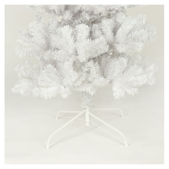 7.5ft White Slim Artificial Christmas Tree with Metal Stand - 1000 Tips PVC Tree White + American Traditional + Polyester + Polyester