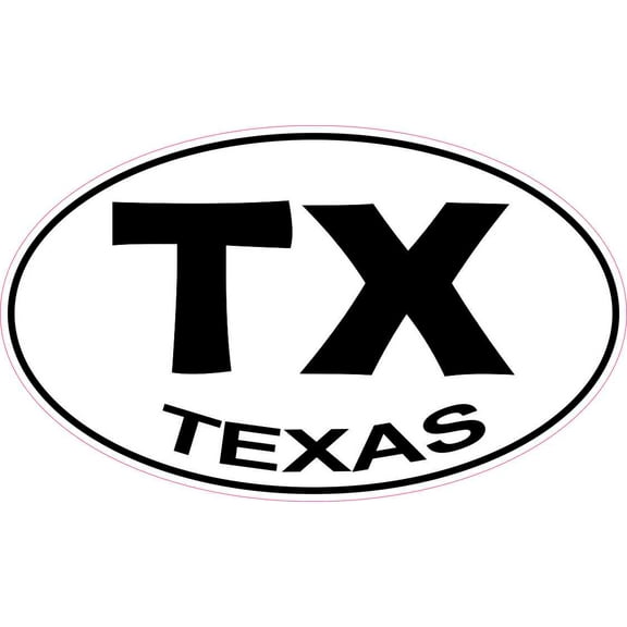 7.5in x 4.5in Oval TX Texas Sticker