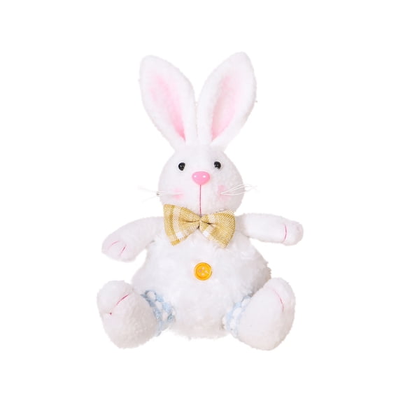 7.5inch Bow Accent Bunny Plush with Fluffy Texture, Stuffed Animal Easter gifts, Versatile Rabbit for Easter Egg Hunt Prizes, Spring Tabletop Decor & Party Favors (1PCS)