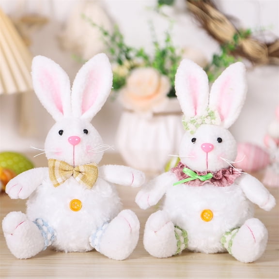 7.5inch Shelf Bunny Plush Toy with Compact Size, Stuffed Animal Easter gifts, Portable Rabbit for Easter Decor, Desk Accents & Thoughtful Gifting (2 PCS)