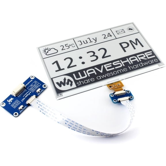 7.5inch e-paper display HAT Module, 640x384 Resolution 3.3V/5V Two-Color E-ink Display epaper Screen SPI Interface for 3B/3B+/2B/Zero/Zero W, Support Full Refresh