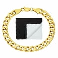 thumbnail image 1 of 7.5mm 14k Yellow Gold Plated Flat Curb Chain Bracelet, 7 inches, 1 of 7