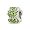 thumbnail image 1 of 7.5mm 925 Sterling Silver Reflections Green Crystal Love Hearts Bead Charm Pendant Necklace for Women, 1 of 2