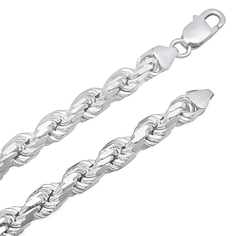 Diamond Cut 14kgp Silver Chain 8mm Marina Mariner Pave Link Chain