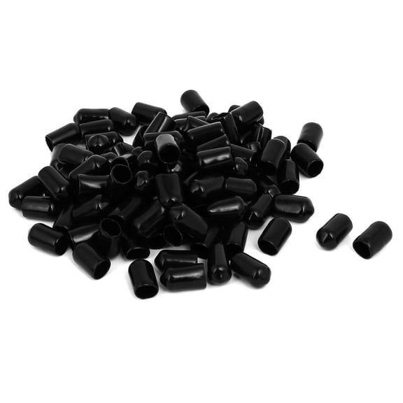 7.5mm Inner Dia Rubber Hose End Cap Screw Thread Protector Cover Black 100pcs
