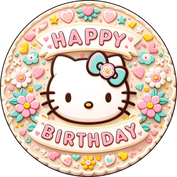 7.5x Inch Edible Cake Toppers Pink Cat Themed Birthday Party Collection of Edible Cake Decorations