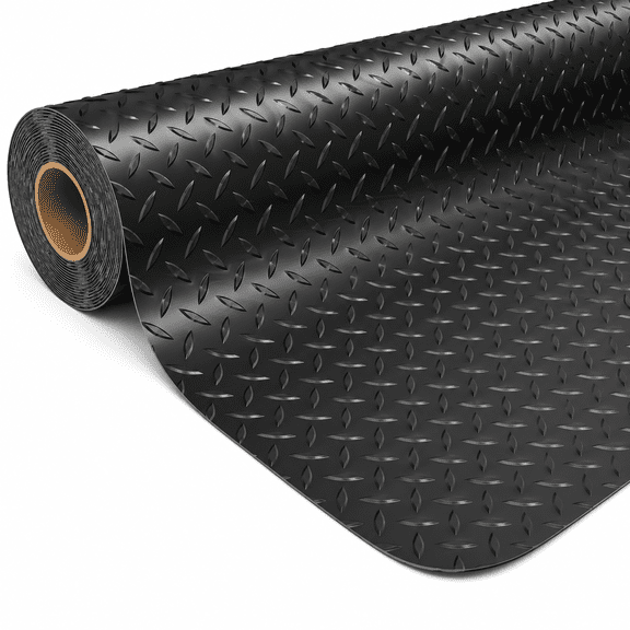 7.5x17 FT Garage Floor Mat, 2.0mm Thickened Garage Flooring Heavy Duty Rubber Garage Floor Mats For Under Car, Diamond Plate Garage Mat For Garage, Workshop, Enclosed Trailer