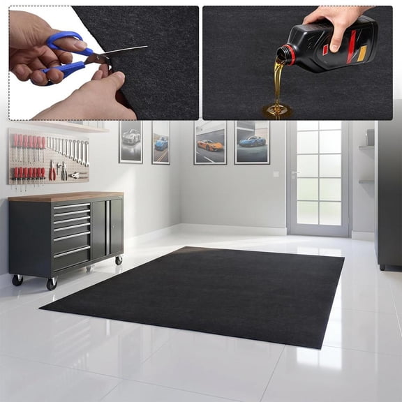7.5x17 FT Garage Floor Protector Mat, Oil Spill Resistant Containment Pad, Non-Slip Waterproof Mat for SUVs Trucks and Motorcycle Parking