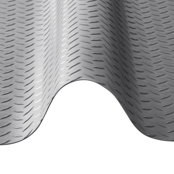 Garage Floor Roll 7.5x17 ft PVC Diamond Plate Mat 2.2mm Thick Non Slip Easy Clean Floor Protector for Warehouse Gym Silver Gray