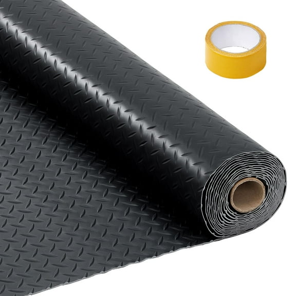 7.5x25 FT Garage Floor Mat, 2.8Mm Thickened Non-Slip PVC Garage Mat Roll, Diamond Plate Floor Protector Mat for Garage, Under Car Parking Mat for SUVs, Trucks, Sports Car, Indoor Use