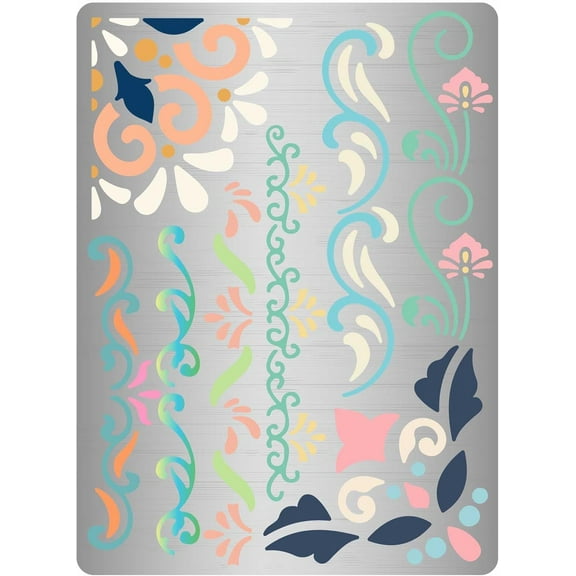 7.5x5.5 inch Flower Border Stencil Metal Floral Edge Ornate Reusable Painting Stainless Steel Templates