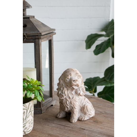 7.5x5.5x8.7" Sitting Cocker Spaniel Figurine with Natural Beige Finish