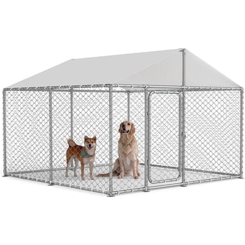 TIME RAY 7.5x7.5 Outdoor Dog Kennel Outside Heavy Duty Dog Enclosure with Waterproof UV-Resistant Cover and Security Lock
