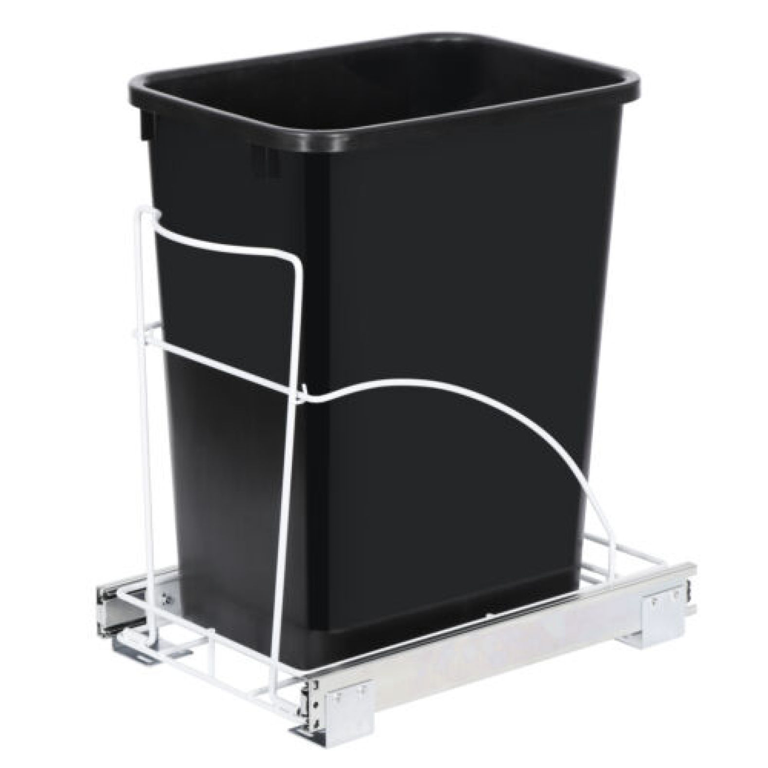 7.6 Gallon Pull Out Trash Can Under SlideOut Shelf for Kitchen Black