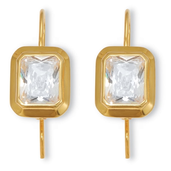7.6 TCW 14k Yellow Gold-Plated Emerald Cut Cubic Zirconia Drop Earrings