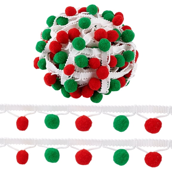 7.6 Yards Ball Fringe Trim Green Red Fringe Ball Trim 1 inch Wide Balls Ribbon Garland Ribbon Christmas Ribbons Sewing Tassel Lace DIY