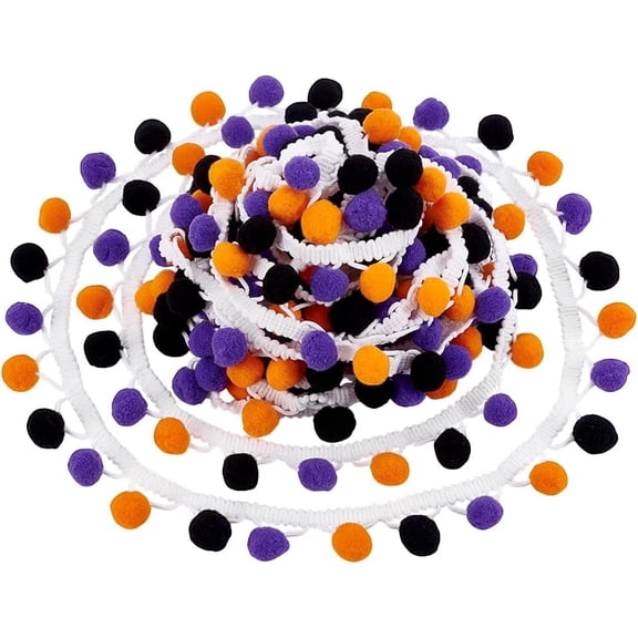 7.6 Yards Ball Fringe Trim Purple Orange Black Fringe Ball Trim 1x1/2 inch Wide Garland Ribbon Sewing Tassel Lace