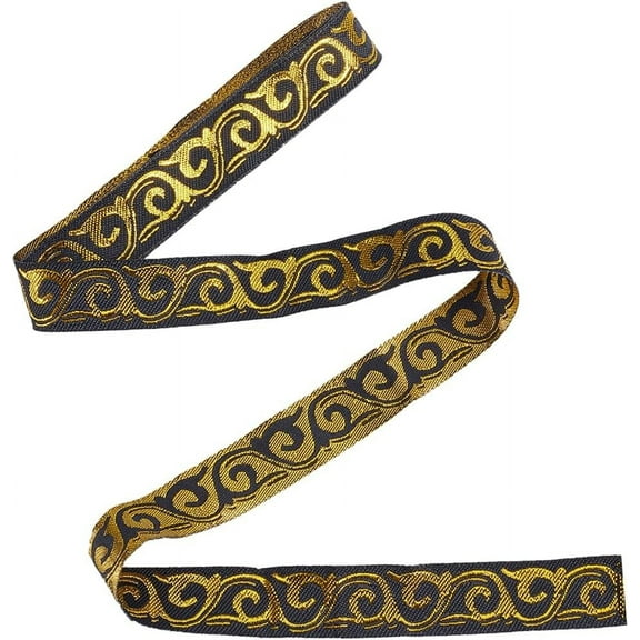 7.6 Yards Gold Jacquard Embroidery Ribbon Trim 0.79 Inch Wide Vintage Boho Woven Lace Edge Fringe Fabric Upholstery Applique