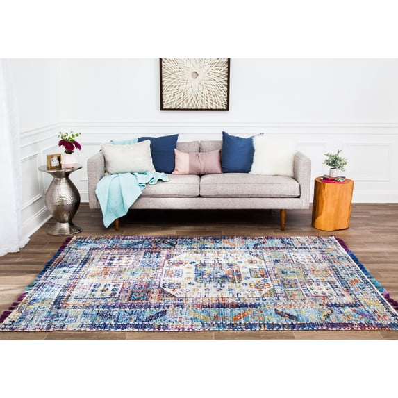 7'6" x 9'6" Tarom Distressed Rug w/ Multi Fringe