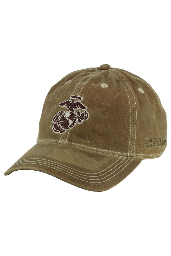 U.S. Marine Corps Eagle Globe & Anchor Waxed Cotton Baseball Cap Tan