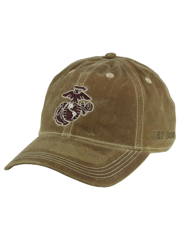 U.S. Marine Corps Eagle Globe & Anchor Waxed Cotton Baseball Cap Tan