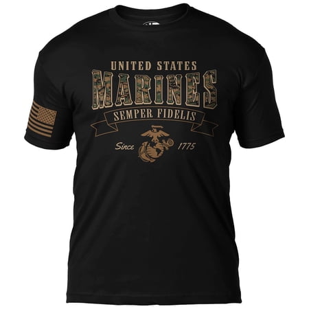 7.62 Design U.S. Marine Corps MARPAT Arched Semper Fi Men's T-Shirt Black Medium