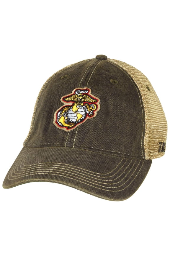 USMC Eagle Globe & Anchor Logo Vintage Trucker Hat Black