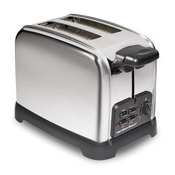 7.63 x 6.89 x 11.1 in. Stainless Steel 2 Slot Toaster, Black & Silver