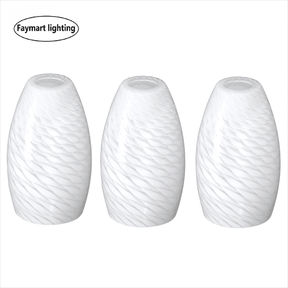 7.64 in. Milk Shiny Fish Scale Pattern Pendant Light Shade 3 Pack