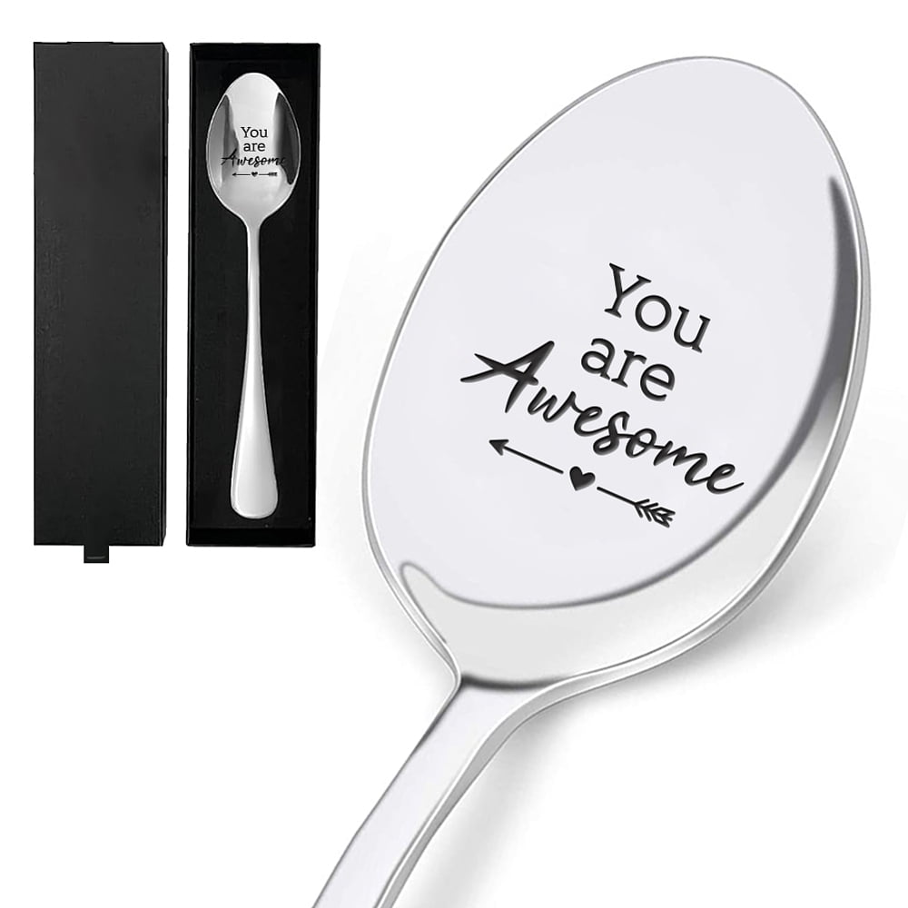 7.6inch Compliment Praise Engraved Stainless Steel Spoon with Gift Box ...