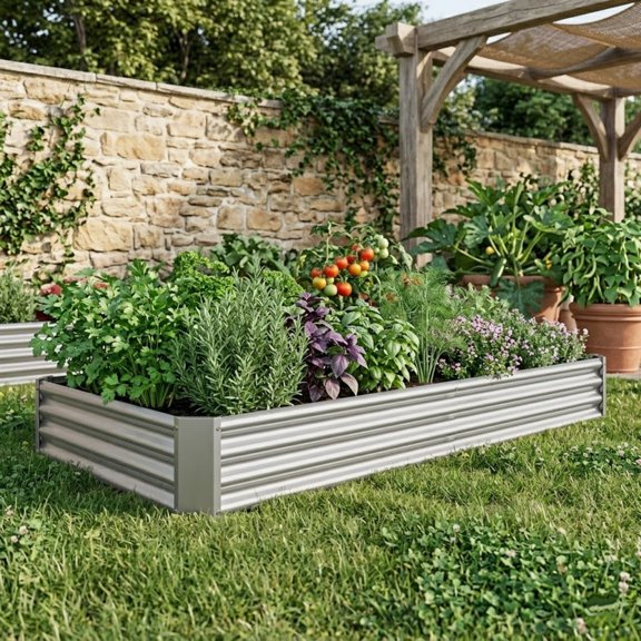 7.6x3.7x0.98ft Galvanized Raised Garden Bed,Outdoor Planter Box Metal Patio Kit Planting Bed for Vegetables Flowers Herb, 2PCS
