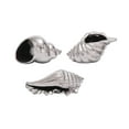 thumbnail image 1 of 7", 7", 5"W Silver Ceramic Shell Shell Sculpture, by DecMode (3 Count), 1 of 21