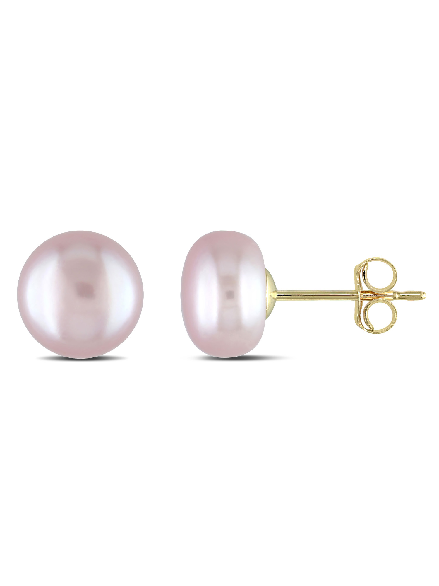 14K Yellow Gold Fresh Water Pearl Chain Link Earrings