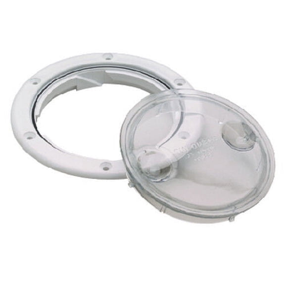 7-7/8 Inch White with Clear Insert Twist N Lock Deck Plate for Boats