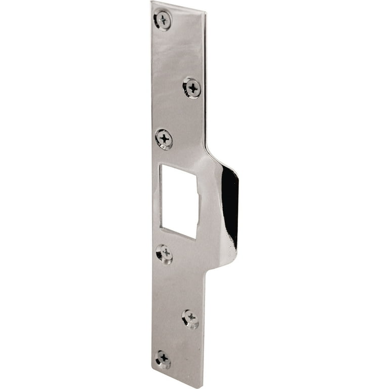 7-7/8 in. Chrome-Plated Steel Maximum Security Latch Strike with 3 in. Long Screws 7-7/8 in. Chrome-Plated Steel Maximum Security Latch Strike with 3 in. Long Screws