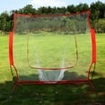 thumbnail image 1 of 7'×7' Baseball Softball Practice Net, Hitting Batting Catching Pitching Training Net with Carrying Bag, Metal Bow Frame, Practice Equipment Batting Soft Toss Pitching for Teens Children, Red, Q9410, 1 of 12