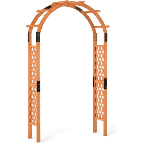 7.7 FT Garden Arbor, 93" Wood Arbor Trellis for Climbing Plants, Rose, Ivy, Outdoor Archway Pergola, Solid Wood Backdrop Stand, Garden Arch for Lawn Patio Bridal Party Pathway Ceremony Wedding