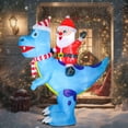7.7 FT Tall Christmas Inflatable Santa Ride on Dinosaur with Buildin