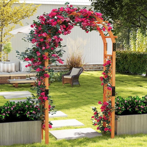 7.7 Feet Wooden Garden Arch for Climbing Plants