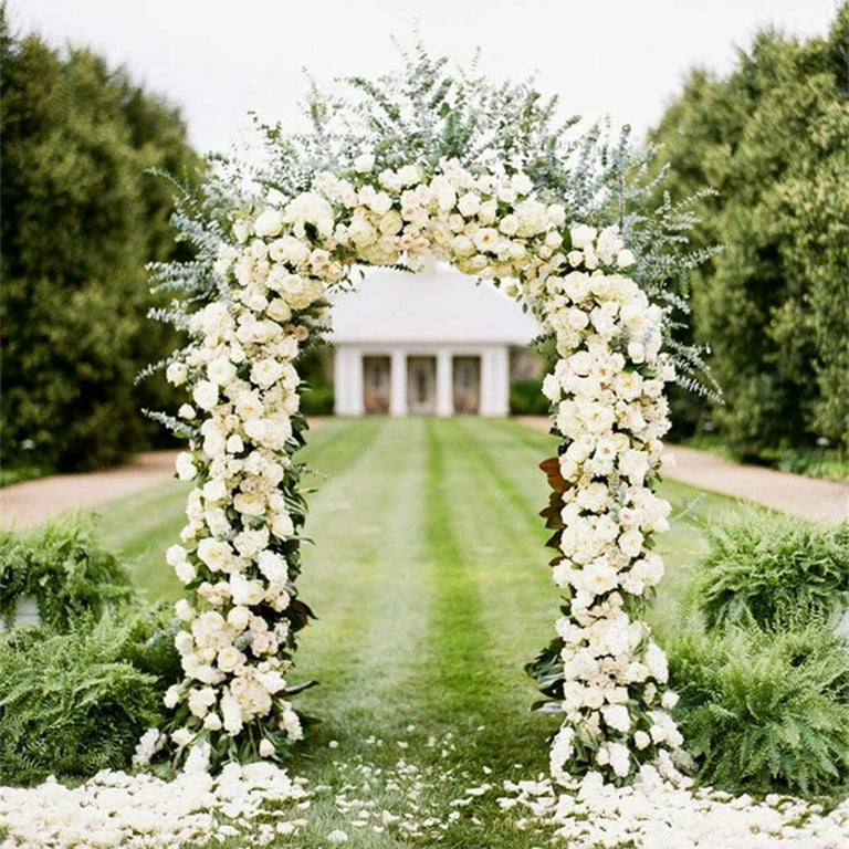 86.7 in. x 47.28 in. White Metal Wedding Arch Backdrop Stand Frame Arbor  (Set of 3)