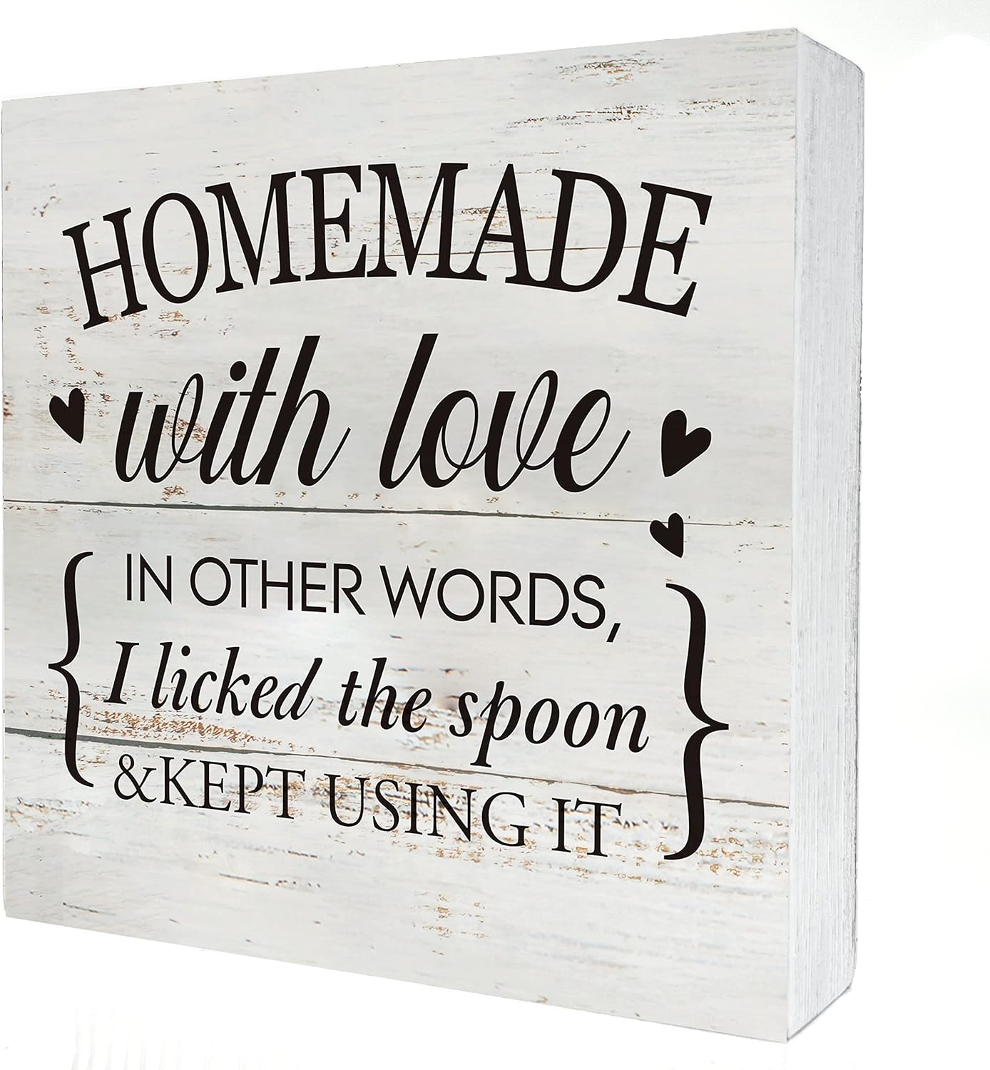 7"×7" Funny Kitchen Wooden Box Sign Desk Decor Rustic Homemade with