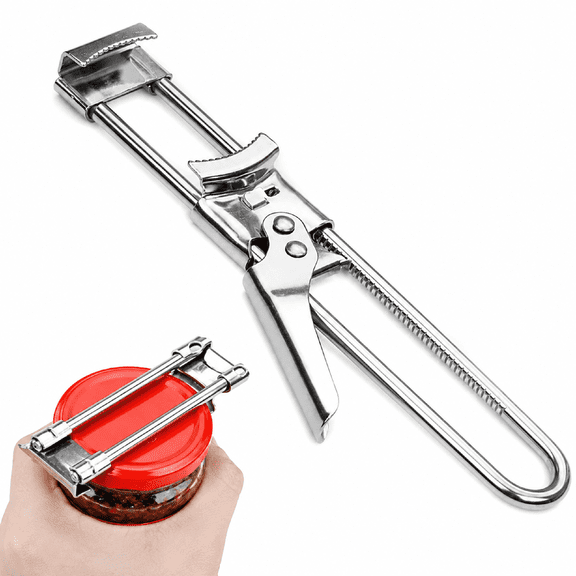 7.7 Inch Adjustable Jar Opener, Multifunctional Stainless Steel Can Opener Bottle Lid Gripper for 1-5 Inch Lids, Kitchen Tool