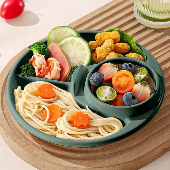 7.7 Inch Plastic Divided Plate Portion Control Tray Sectioned Dinner Plate for Home Kitchen Students Meal Prep