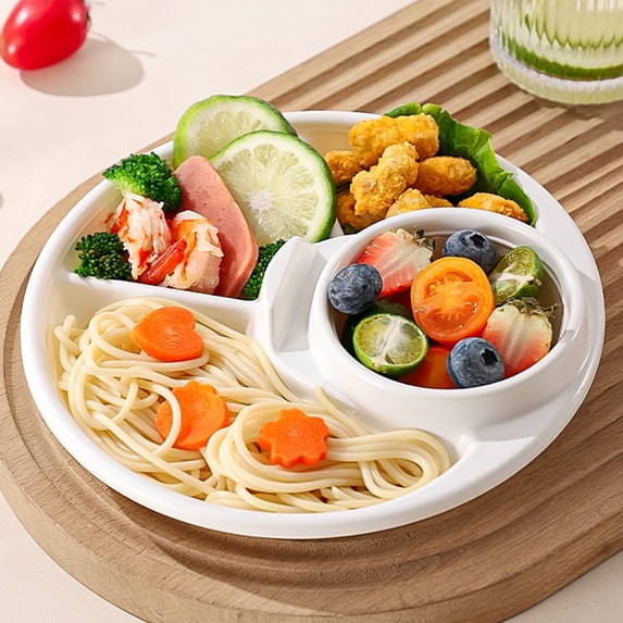 7.7 Inch Plastic Divided Plate Portion Control Tray Sectioned Dinner Plate for Home Kitchen Students Meal Prep